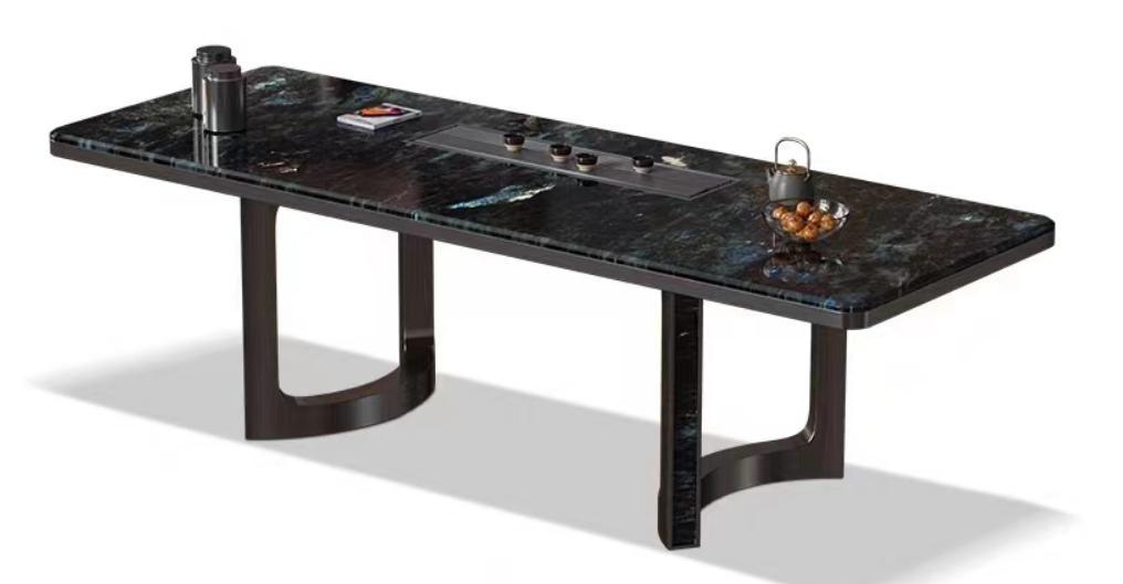 Mesa de té TS023, referencia de modelo Fenmi Casa con tablero de piedra y apoyos decorativos