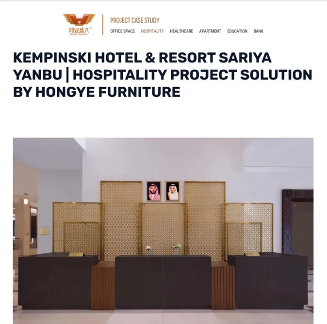 Kempinski Hotel & Resort Sariya Yanbu - Mobiliario hotelero de lujo por Hongye Furniture Group