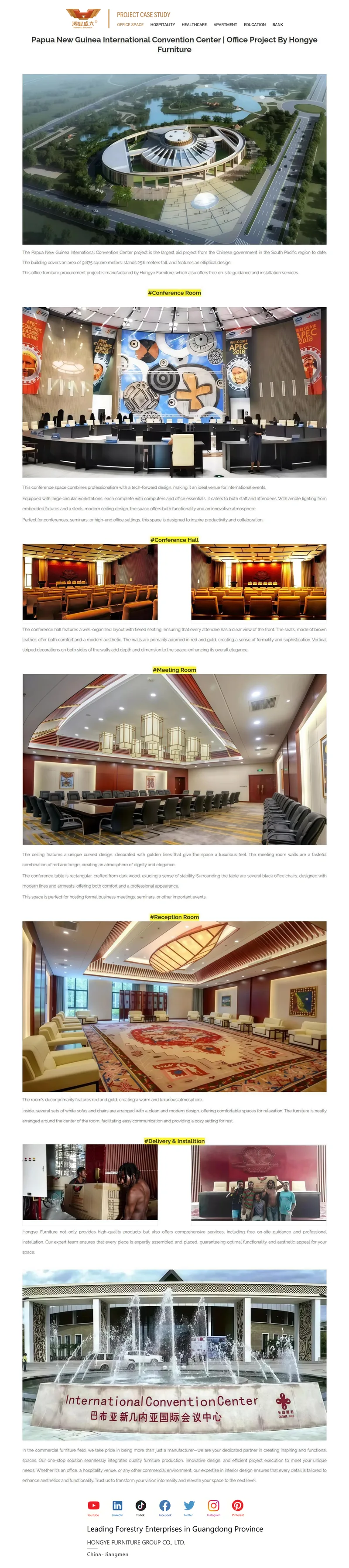 Papua New Guinea International Convention Center - Mobiliario institucional por Hongye Furniture Group