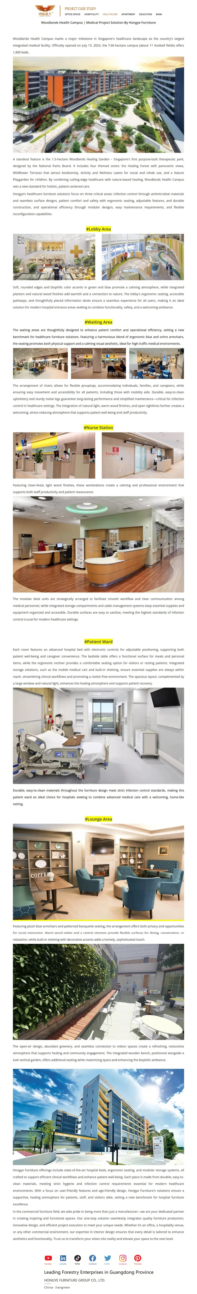 Woodlands Health Campus Singapore - Mobiliario sanitario por Hongye Furniture Group